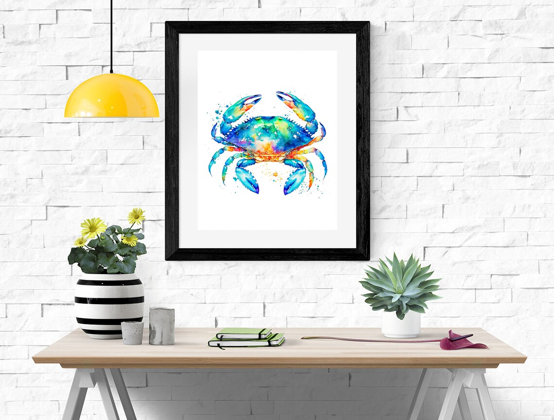 Crab Watercolor Art, Nautical Coastal Decor Poster - Image 2