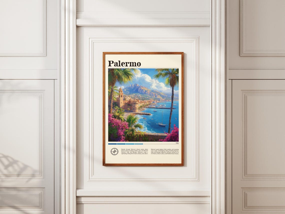 Palermo City Italy Travel Print Italy Travel Print Travel Wall Art City Map Print Travel Poster Travel Art Gift Travel Home Decor - Image 2