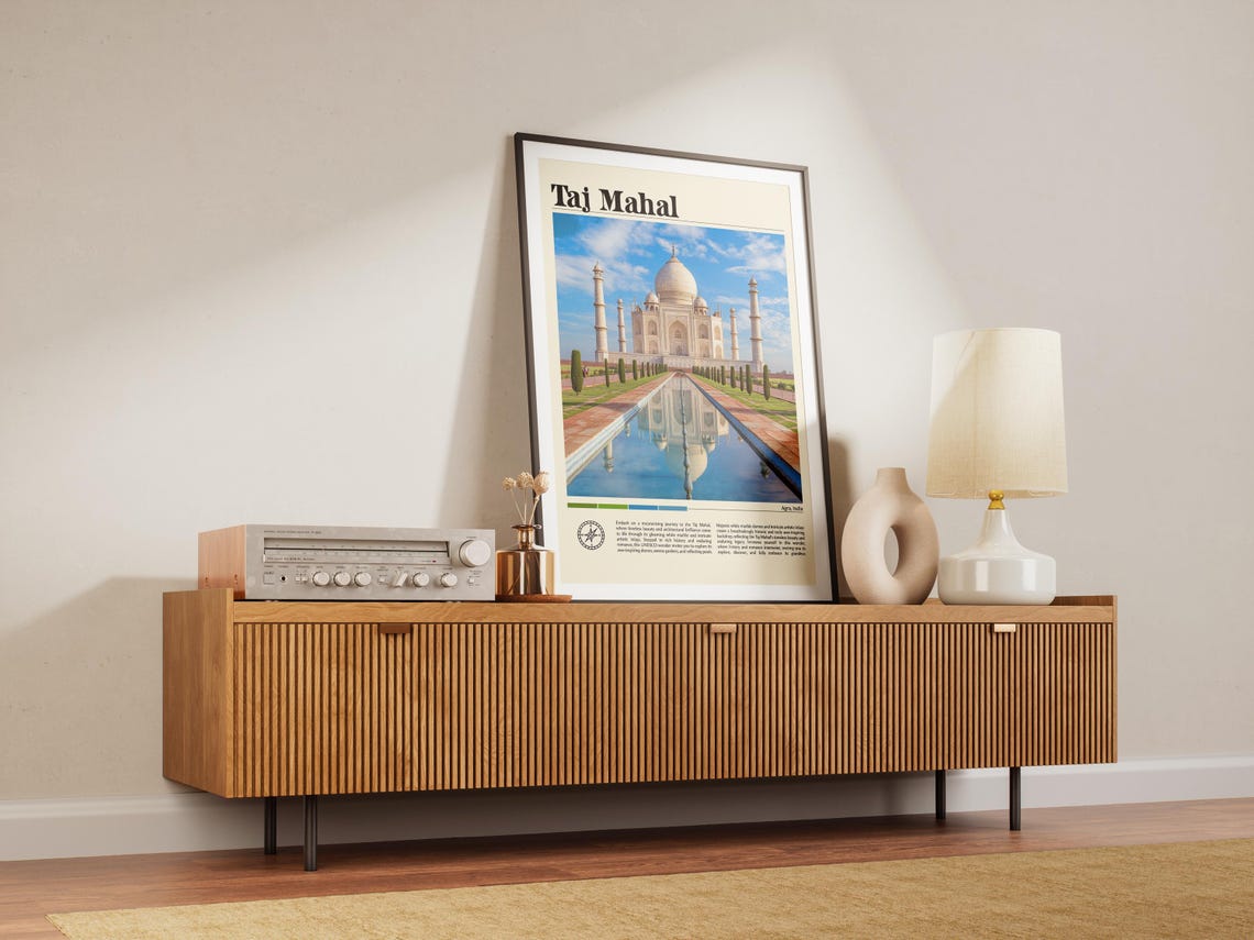 Taj Mahal Agra India White Marble Reflection Pool Wonder Travel Poster - Image 7