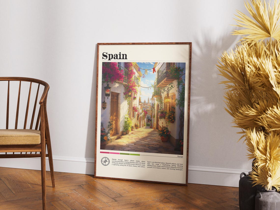 Spain City Travel Print Spain Travel Poster Travel Wall Art City Map Print Travel Poster Travel Art Gift Travel Home Decor Europe Art - Image 4