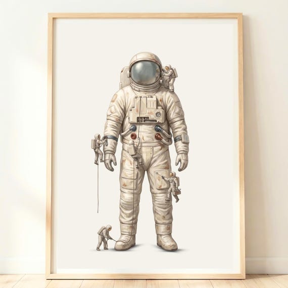 Astronaut Wall Art Print, Space Bedroom Decor