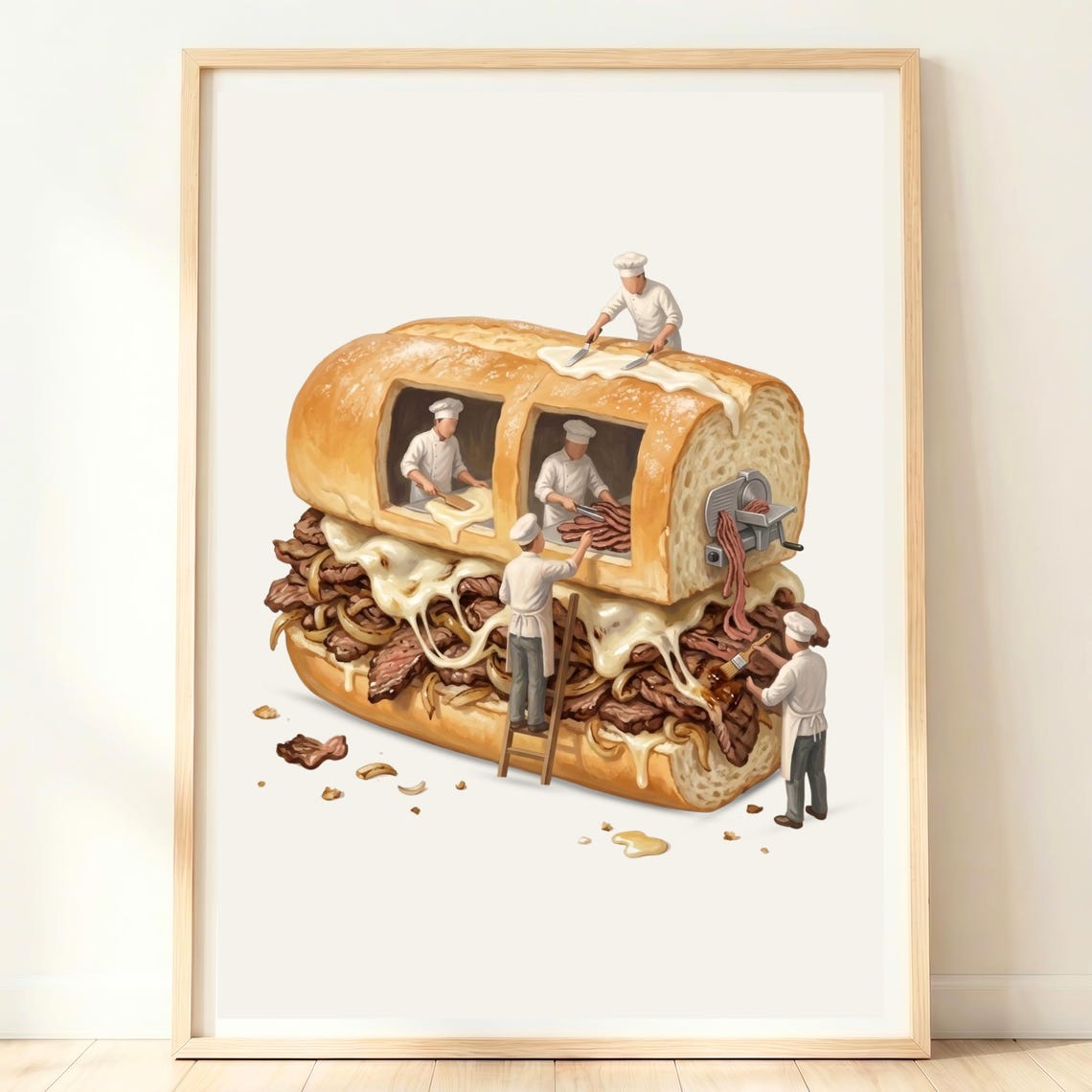 Giant Philly Cheesesteak Tiny Chefs Sandwich Philadelphia Food Poster