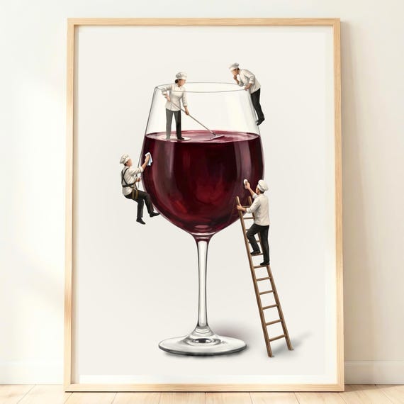 Red Wine Wall Art Lover Gift Decor Funny