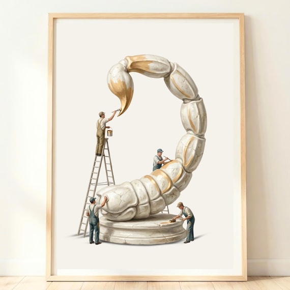 Scorpio Gift Dark Zodiac Wall Art Scorpion Decor Moody Astrology Print