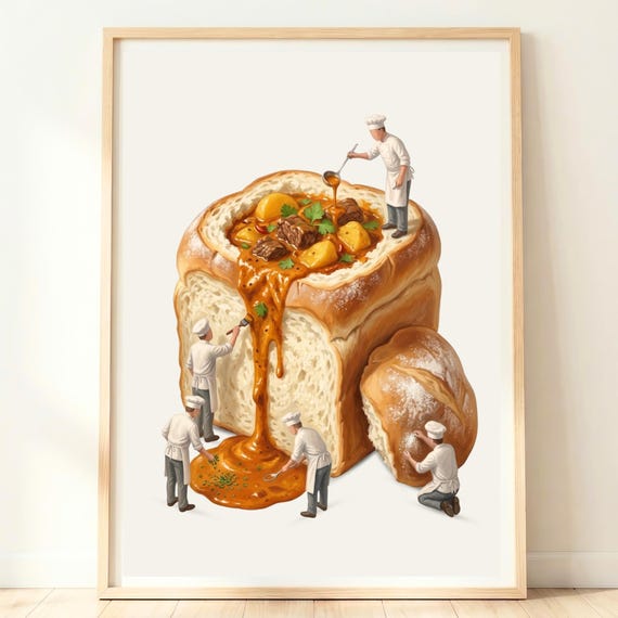 Bunny Chow Wall Art South Africa African Kitchen Durban Food Print Curry Bread Bowl Artwork Travel Gift