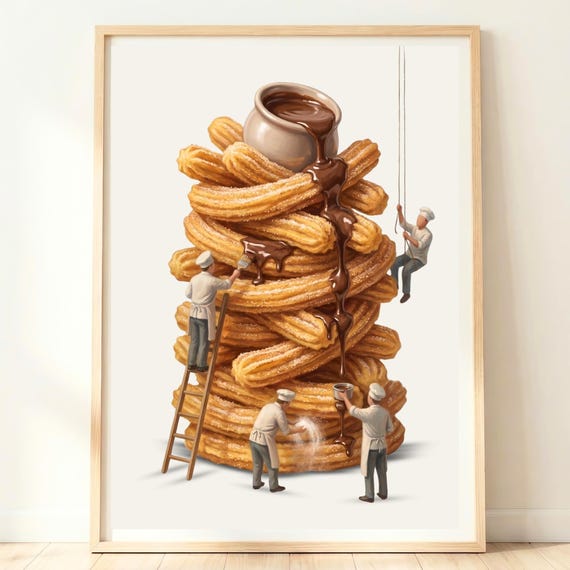 Churros Wall Art Spanish Kitchen Print Food Artwork Stacked