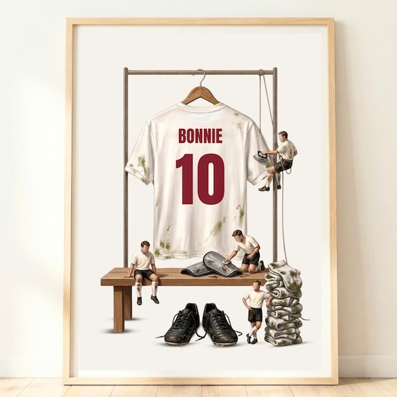 Personalised Football Art Custom Soccer Shirt Kids Print Sports Poster Teen Boy Gift