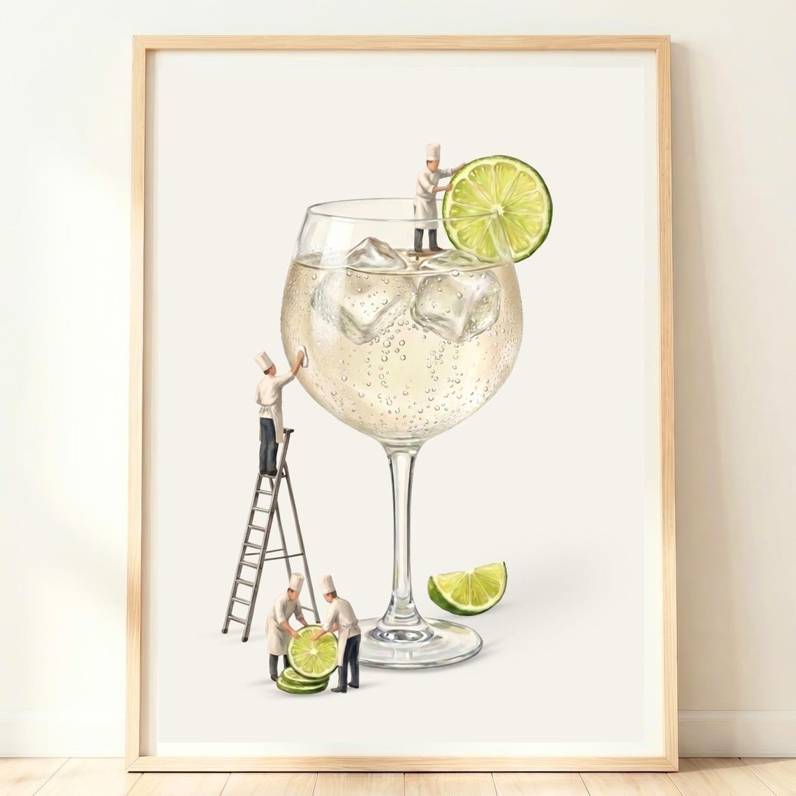 Giant Gin And Tonic Citrus Glass Tiny Chefs Lime Home Bar Poster