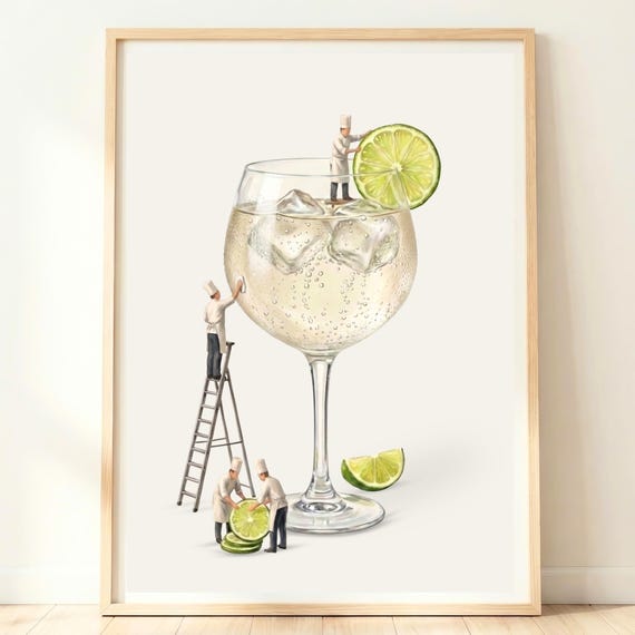 Gin And Tonic Wall Art Gifts Bar Cart Accessories Print
