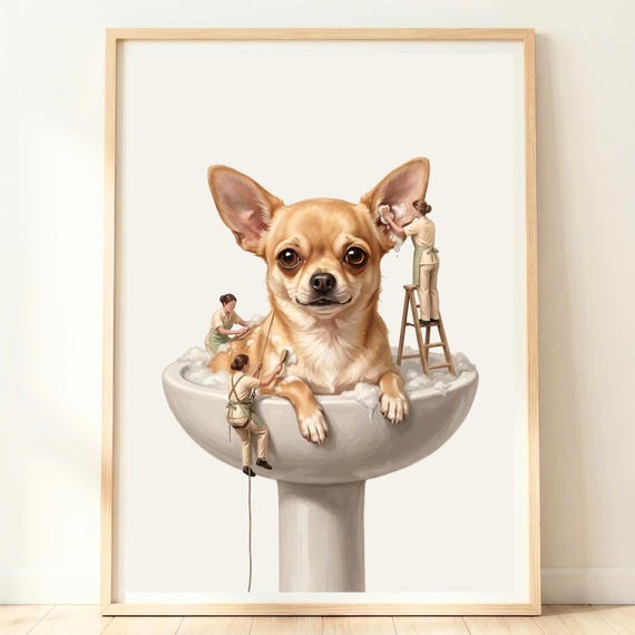 Chihuahua Wall Art Bathroom Print Dog Gifts