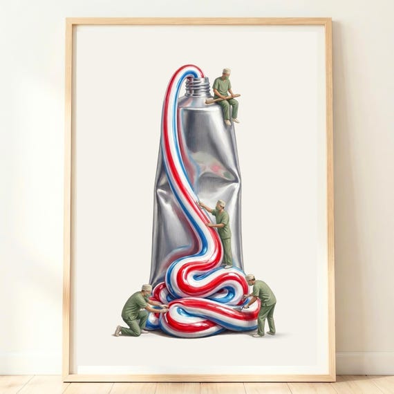 Toothpaste Wall Art Bathroom Decor Print Self Care Minimal Artwork Modern Home