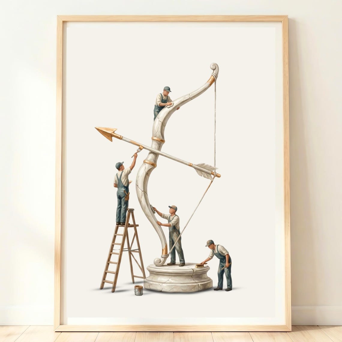Sagittarius Zodiac Tiny Painters Marble Bow Arrow Statue Wall Poster