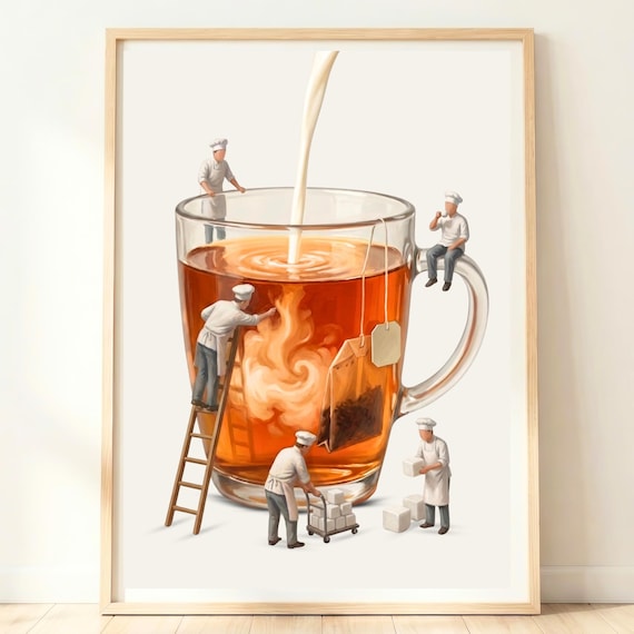 Tea Party Decor Cup Of Poster, British Kitchen Print
