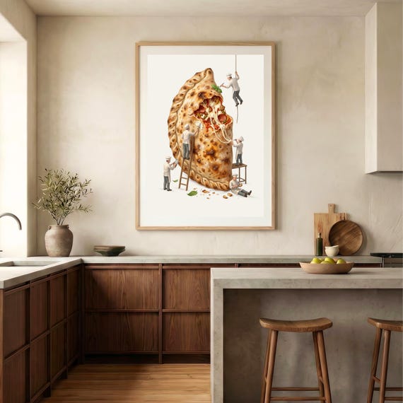 Naples Wall Art Calzone Print Italian Pizzeria Decor Folded Pizza Poster Kitchen Gift For Home