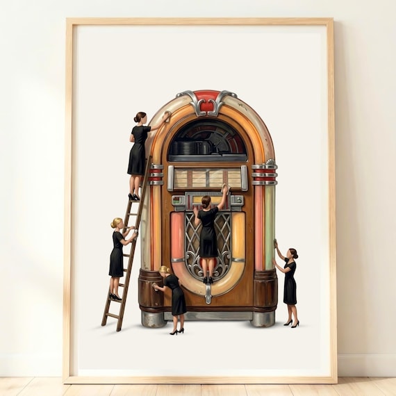 Retro Music Decor Vintage Jukebox Wall Art Diner Style Poster Rock And Roll Artwork Room Print