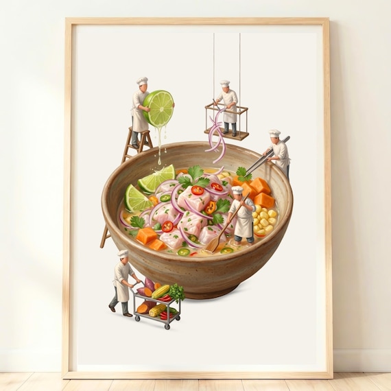 Peruvian Ceviche Wall Art Peru Gift Kitchen Print Lime Poster Whimsical