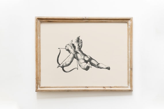 Vintage Cupid Print, Antique Love Art Poster