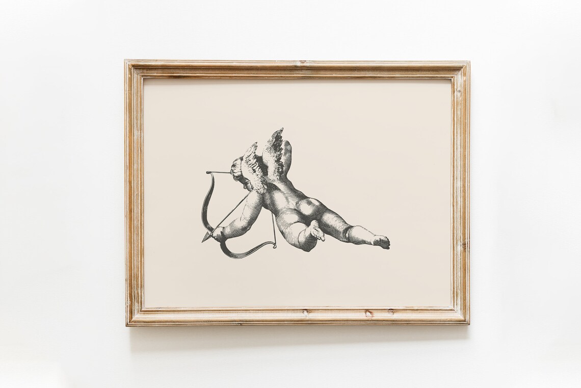 Vintage Cupid Print, Antique Love Art Poster