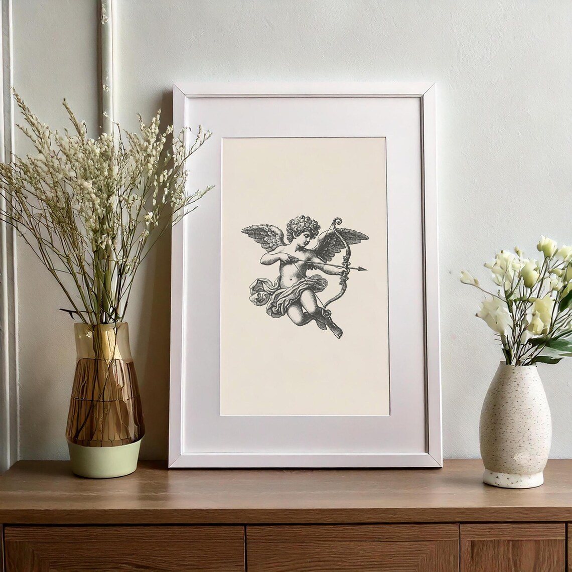 Vintage Cupid Drawing Bow Arrow Antique Engraving Love Art Poster - Image 5