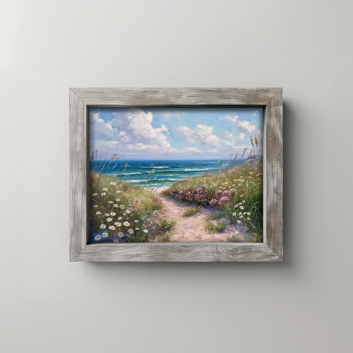 Sandy Path To Beach With Wildflowers Art Print