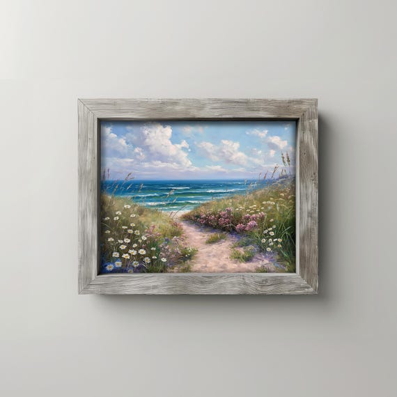 Sandy Path To Beach With Wildflowers Art Print