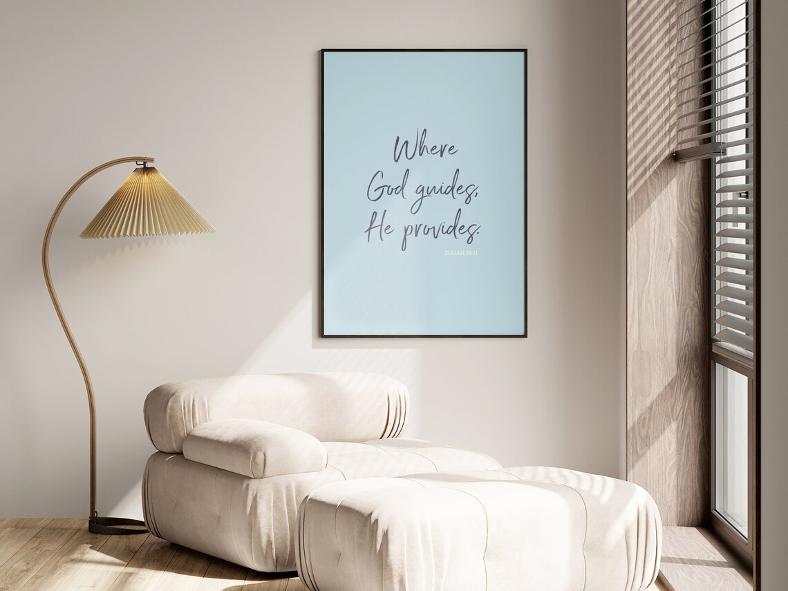 Isaiah 5811 Where God Guides He Provides Wall Art Bible Verse Print Scripture Wall Art Calligraphy - Image 2