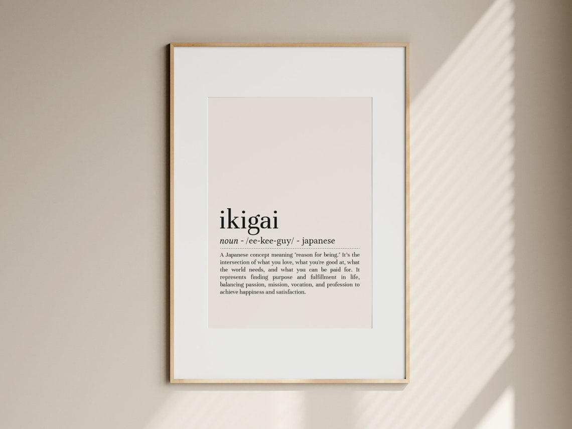 Ikigai Definition Japanese Concept Minimalist Typography Art Poster