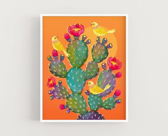 Desert Cactus Art Print, Botanical Wall Art