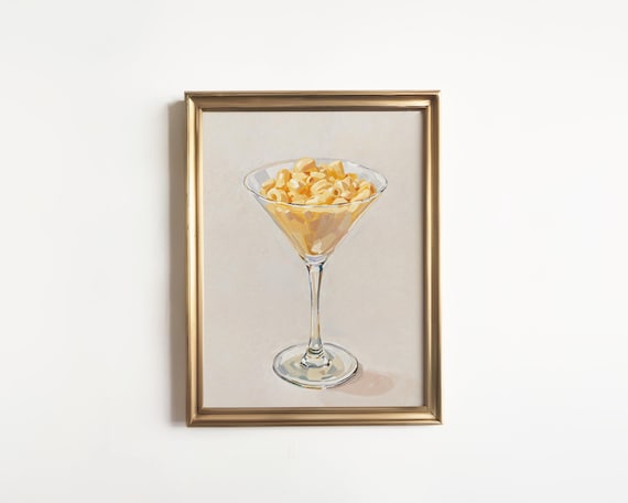 Mac And Cheese Served In A Martini Glass Quirky Art Kitchen Poster