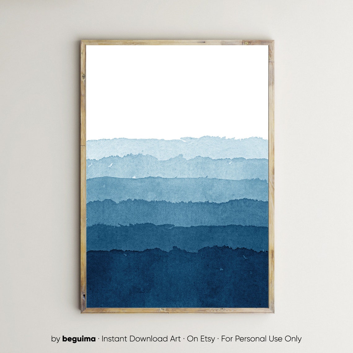 Blue Watercolor Layered Ocean Gradient Abstract Seascape Poster