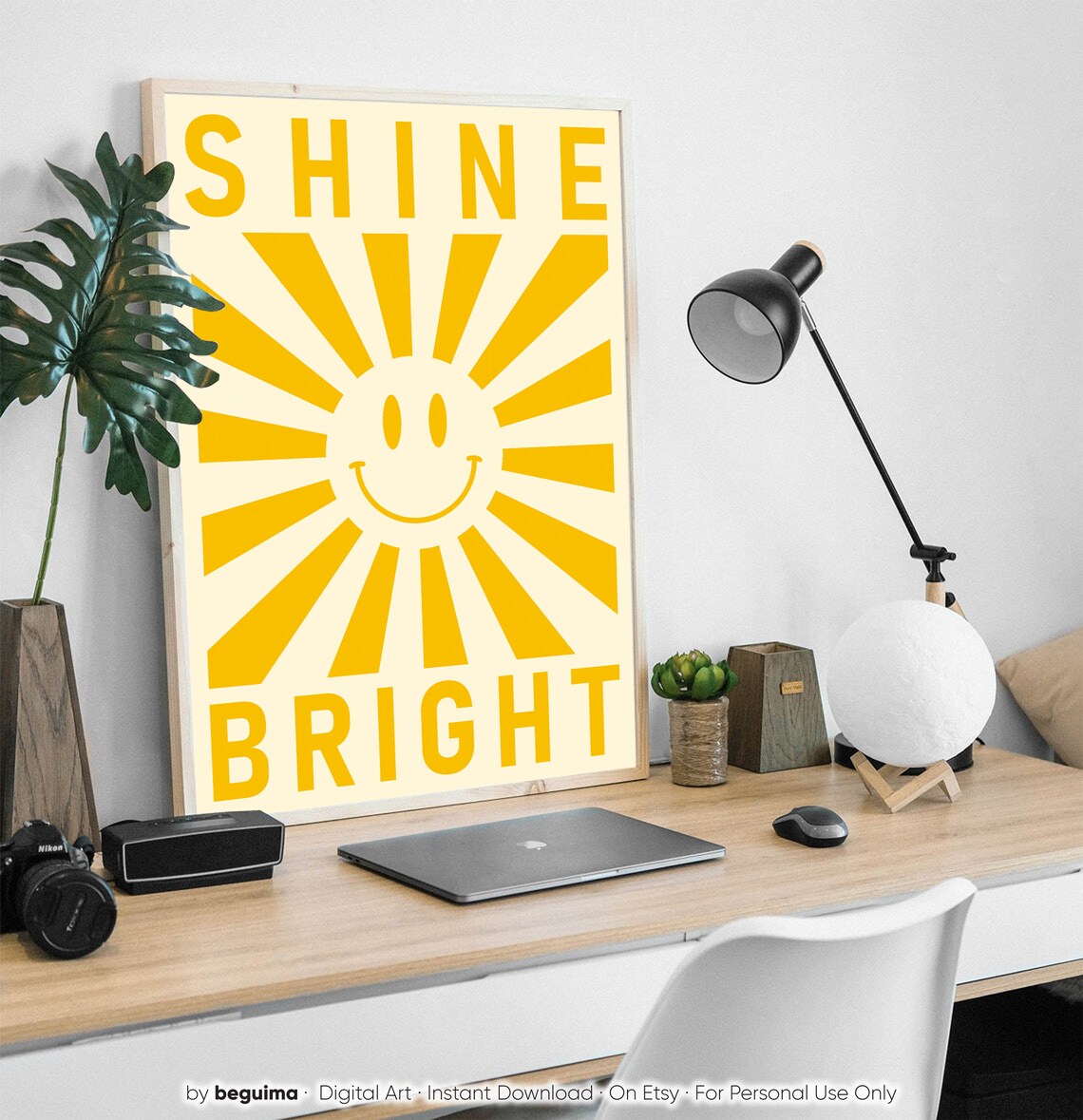 Shine Bright Smiley Prints, Nursery Kids Wall Art - Image 2
