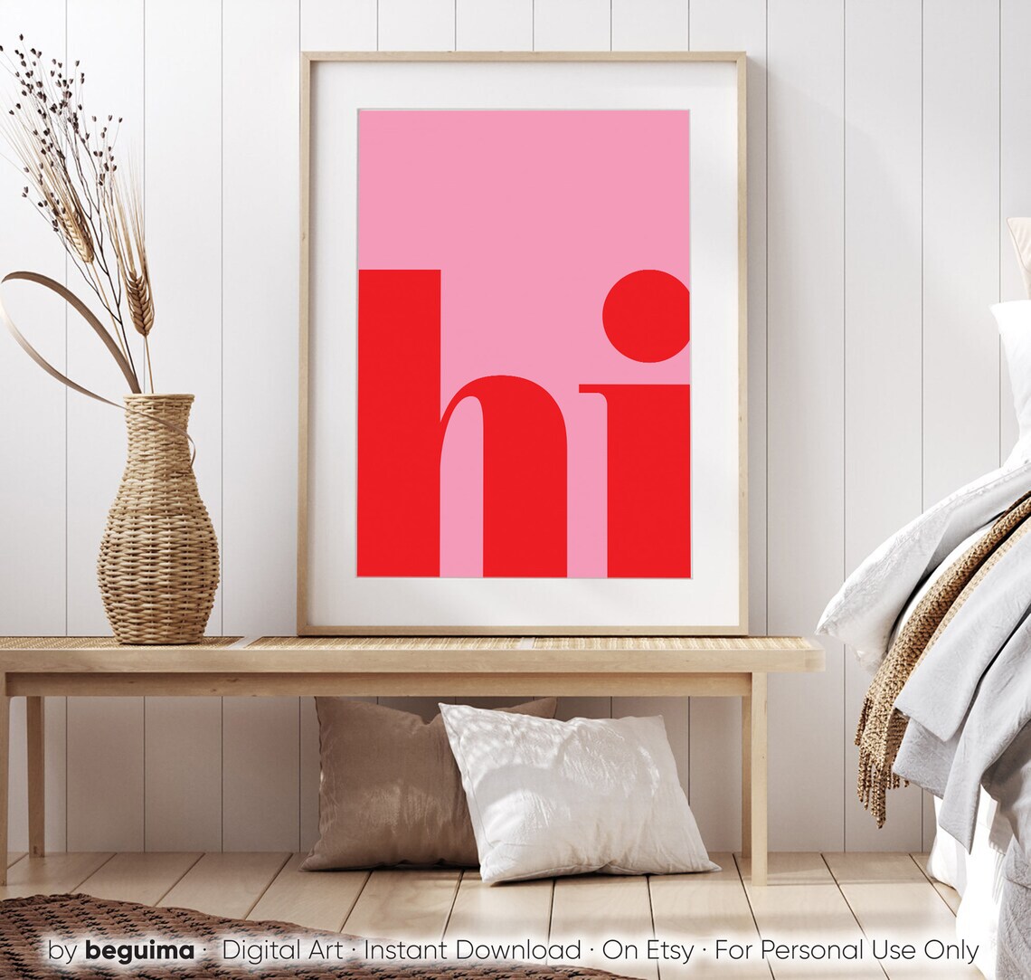 Hi Hello Typography Wall Art Print for Entryway - Image 3