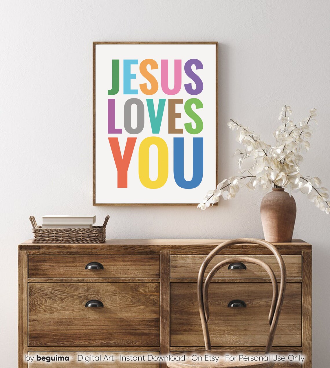 Jesus Loves You Christian Print, Nursery Scripture Sign - Image 4