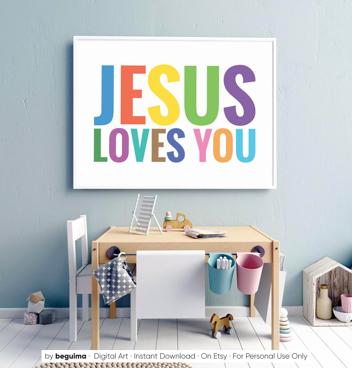 Jesus Loves You Bible Verse Art Print, Christian Decor - Image 3