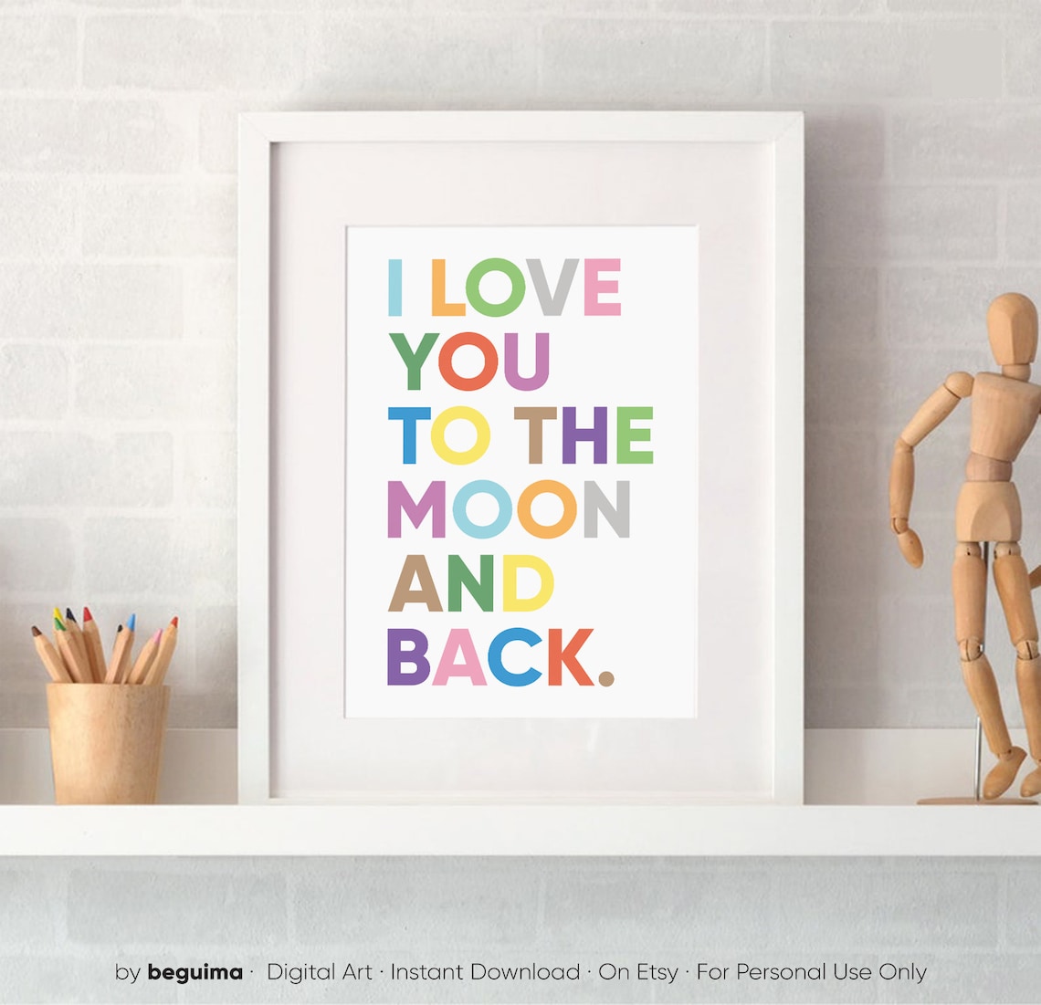 Love You to the Moon and Back Nursery Art Print - Image 2