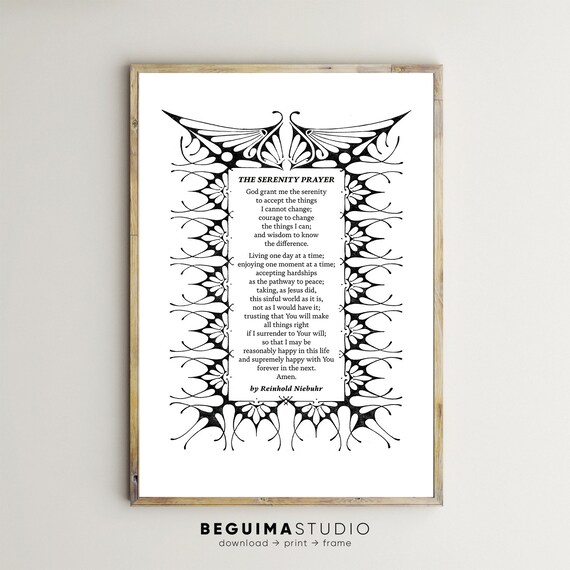 The Serenity Prayer Reinhold Niebuhr Inspirational Prayer Poster