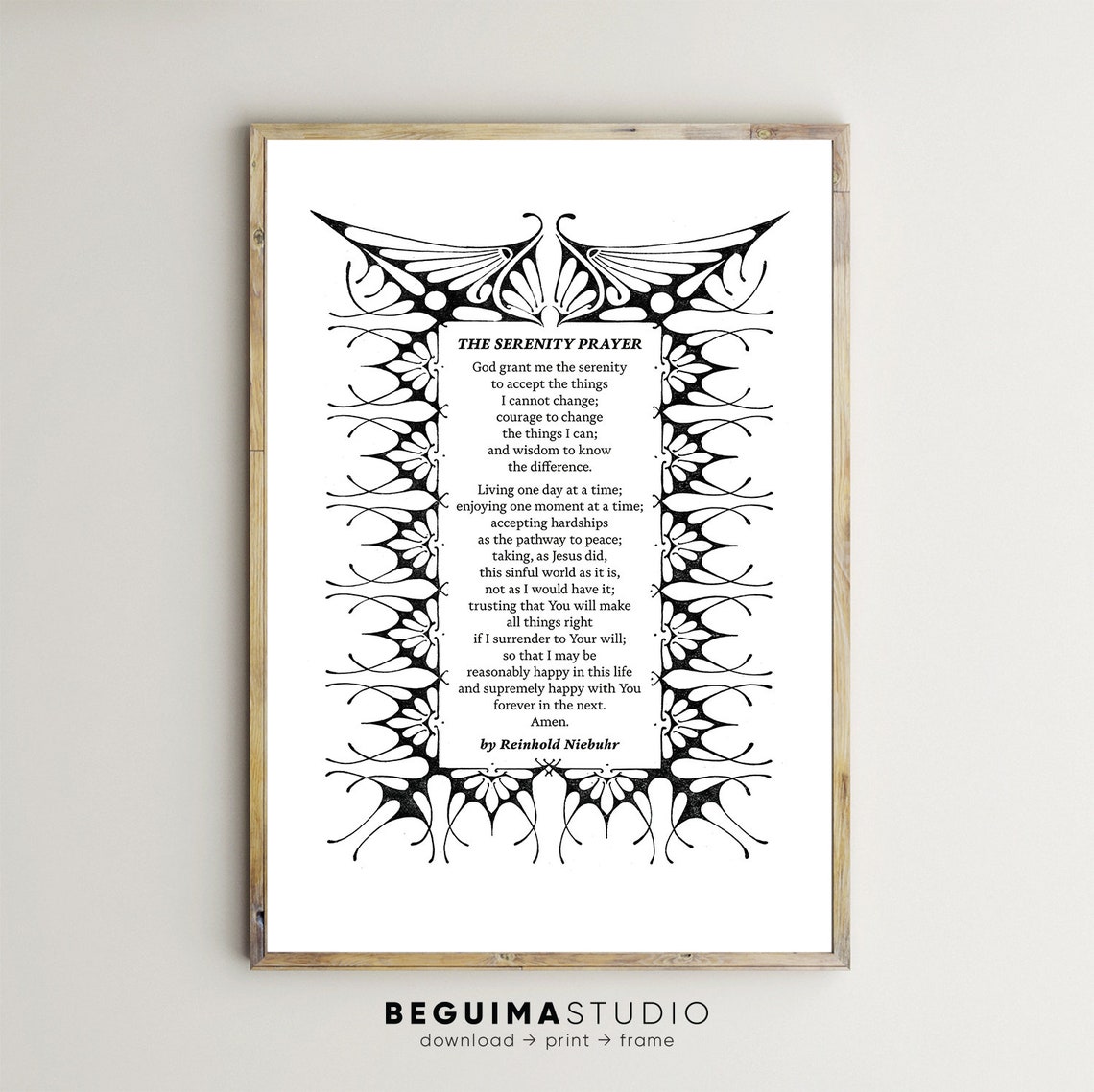 The Serenity Prayer Reinhold Niebuhr Inspirational Prayer Poster