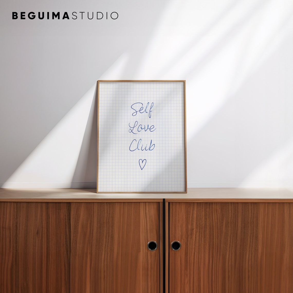 Self Love Club Handwritten Script Notebook Graph Paper Quote Poster - Image 3