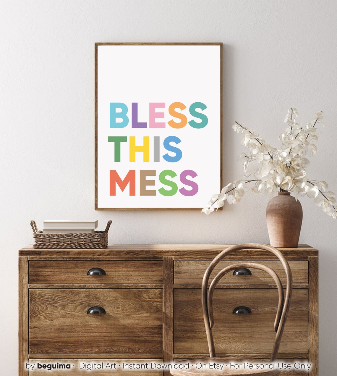 Bless This Mess Cheerful Playful Pastel Lettering Home Decor Poster - Image 2