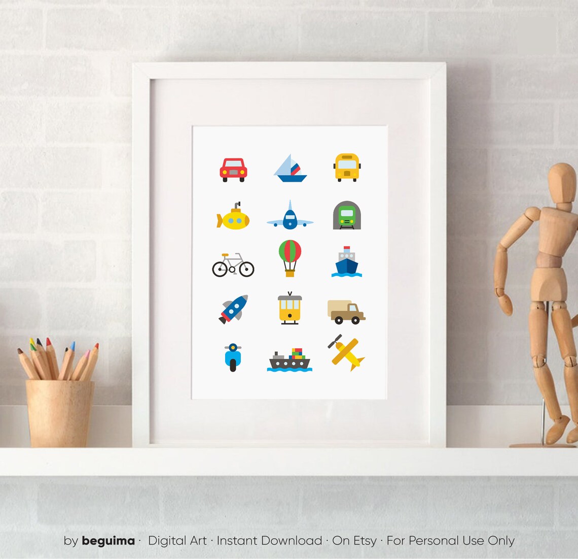 Transport Prints Nursery and Playroom Wall Art - Image 2