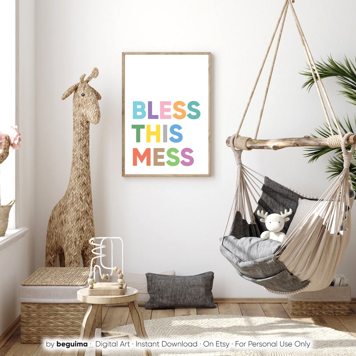 Bless This Mess Cheerful Playful Pastel Lettering Home Decor Poster - Image 3