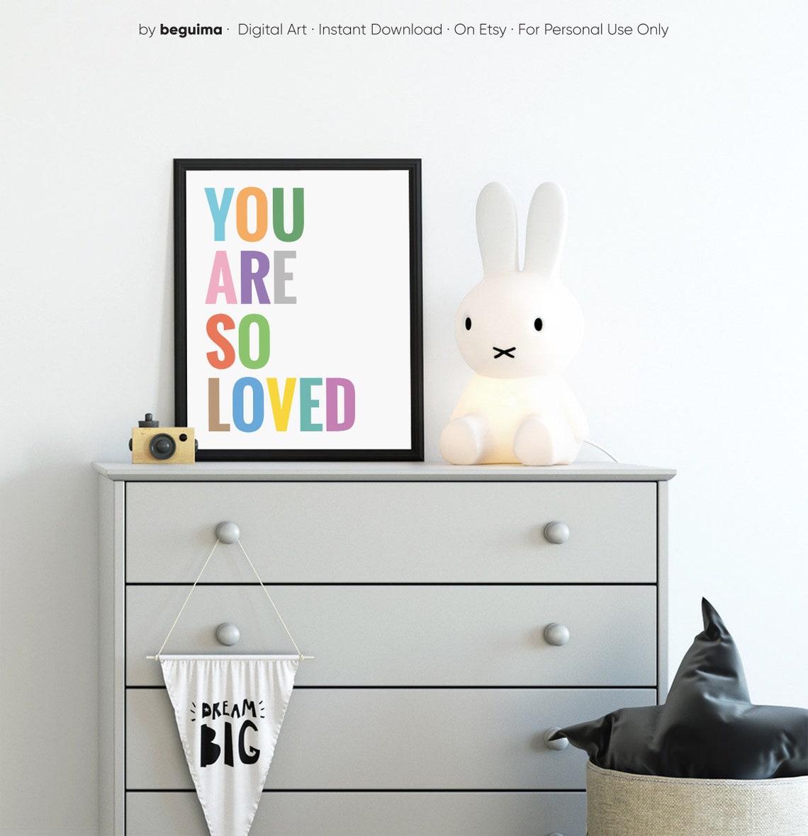 You Are So Loved Soft Pastel Nursery Quote Typography Wall Art - Image 3