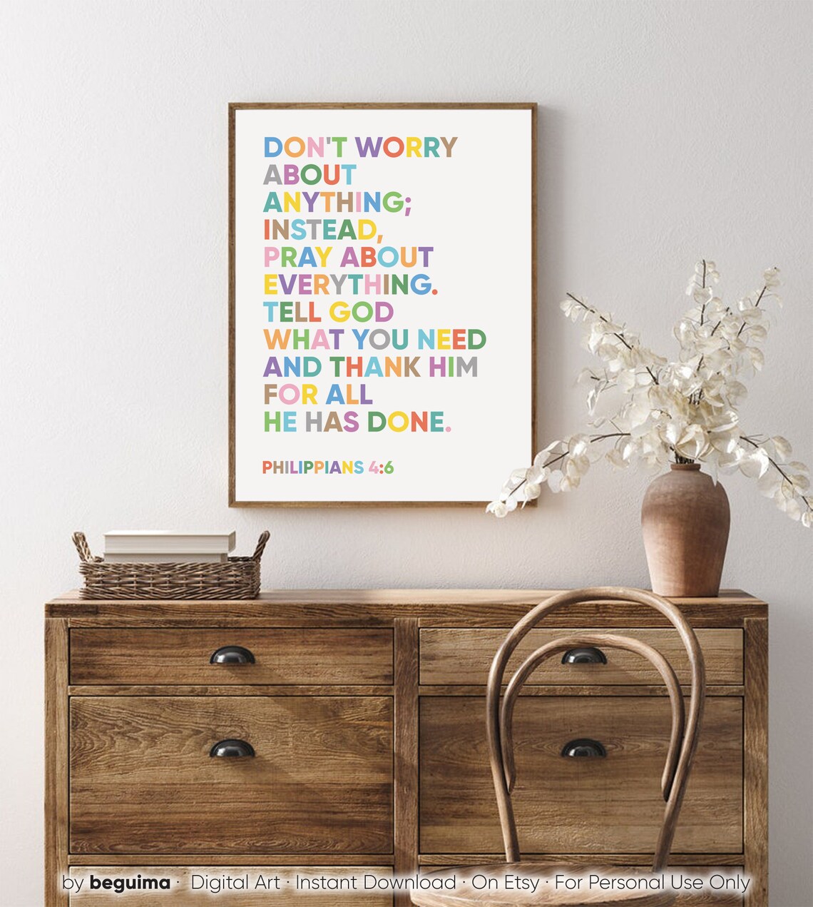 Philippians 4:6 Christian Scripture Art Print - Image 2