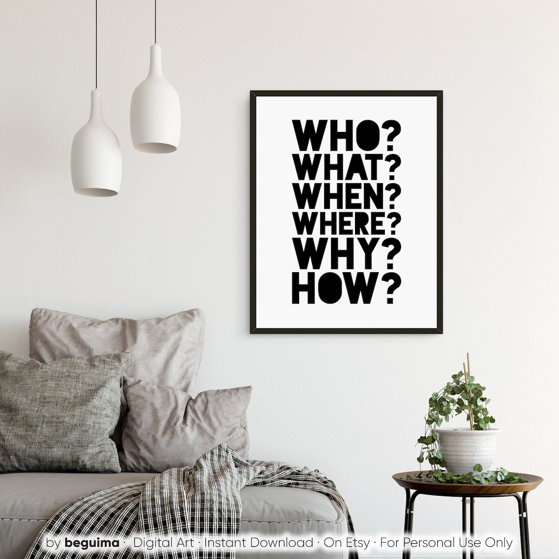Five Ws Questions Educational Classroom Art Print - Image 2