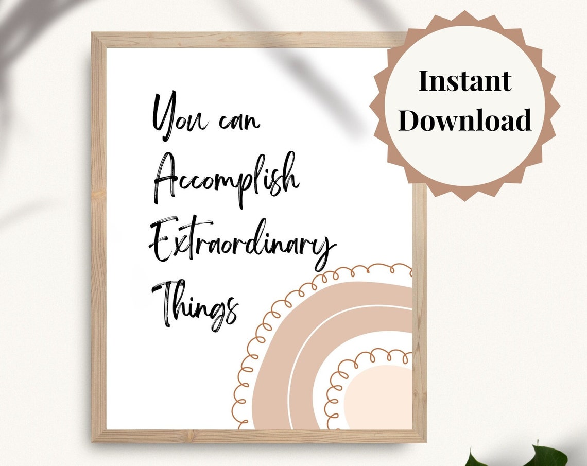 You Can Accomplish Extraordinary Things Rainbow Script Poster