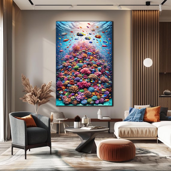 Tempered Glass Wall Art Underwater Glass Art Aquarium Wall Decor Glass Printing Extra Large Wall Art Ocean Glass Coral Wall Decor