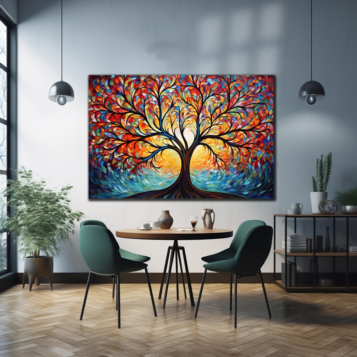 Tree of Life Wall Art Print, Stained Glass Style