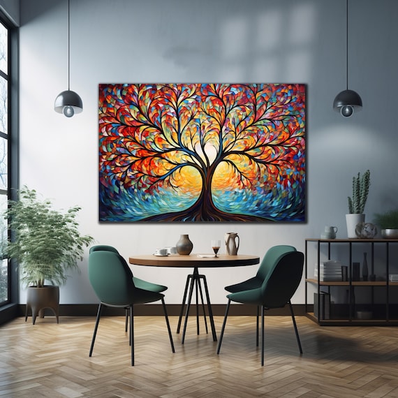 Tree of Life Wall Art Print, Stained Glass Style