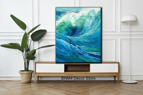 Crashing Ocean Wave Surf Turquoise Blue Seascape Coastal Poster