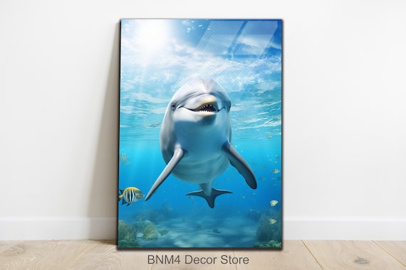 Tempered Glass Dolphin Wall Art Dolphin Glass Art Abstract Wall Decor Large Wall Art Dolphin Wall Art Animal Glass Art Ocean Decor